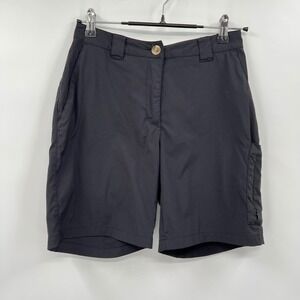 ExOfficio 6 Hiking Shorts Womens Black Nylon Stretch Cargo Outdoor Utility